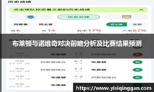 布莱顿与诺维奇对决前瞻分析及比赛结果预测
